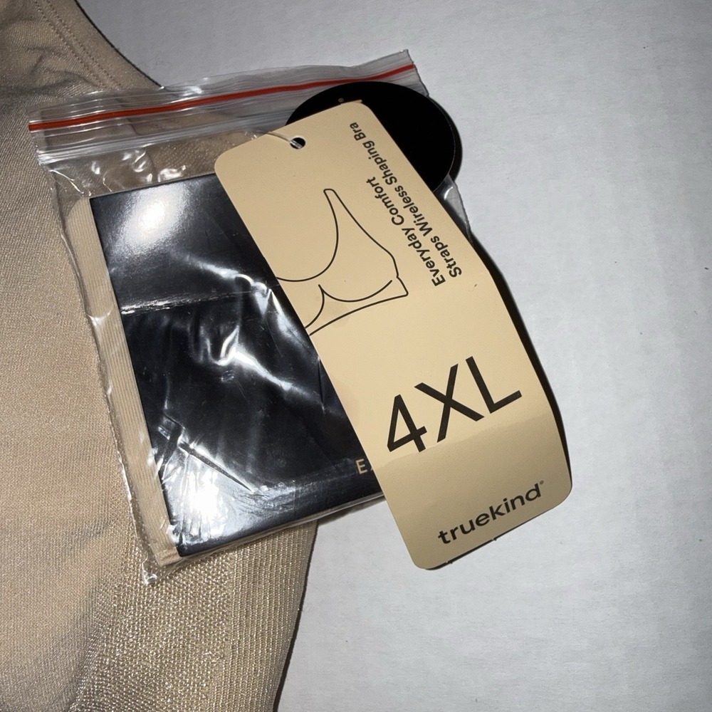Truekind Daily Comfort Wireless Shaper Bra Women 4XL Nude Stretch Full Coverage - Picture 3 of 8